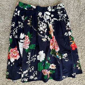 Grace Karin Navy Floral A-Line Skirt